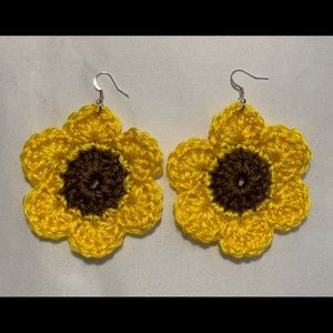 Crocheted Sunflower Earrings